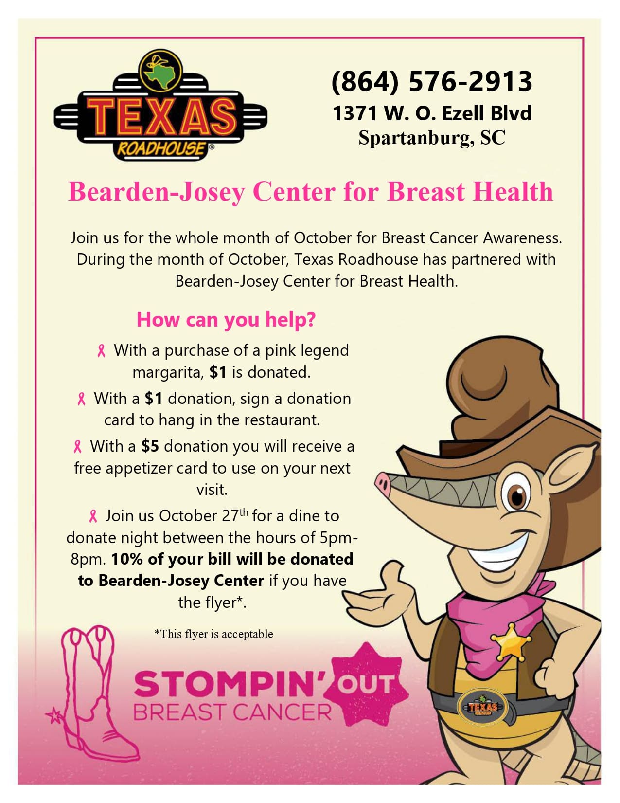 Texas Roadhouse Breast Cancer Awareness Event